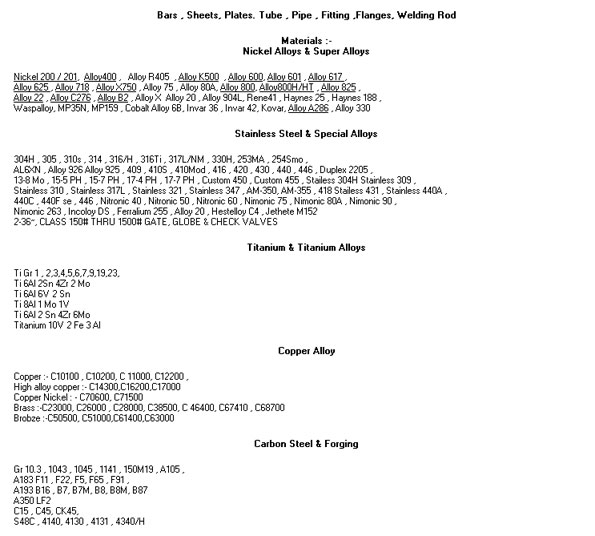 บริษัท ท็อป เทค เวิล์ด จำกัด Special Metals