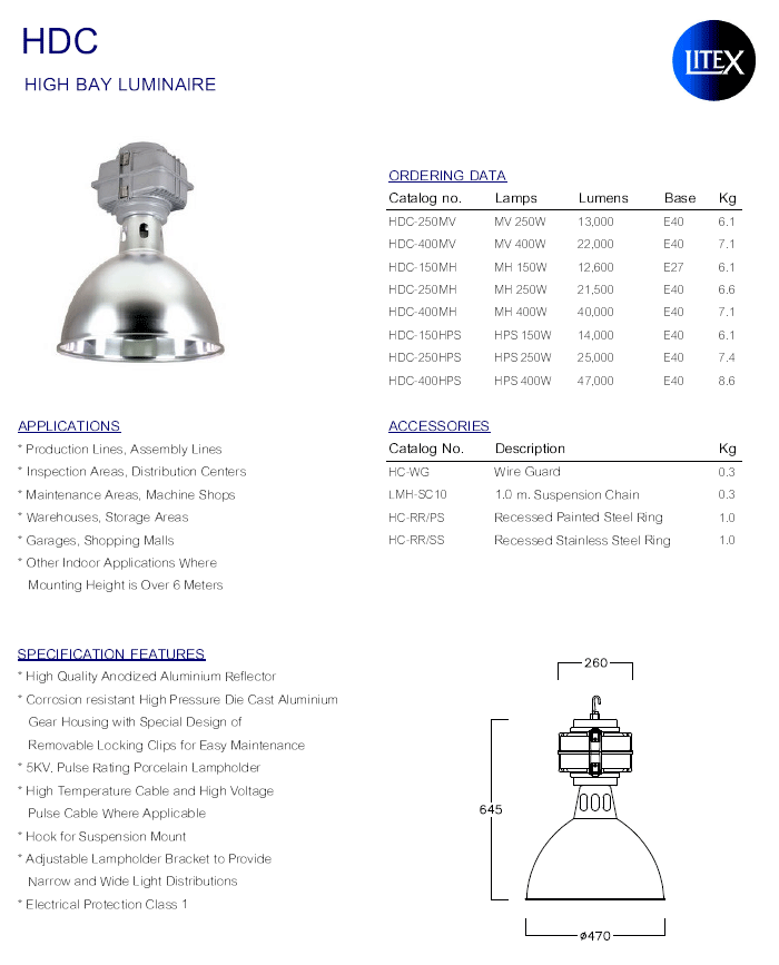 PRODUCT โคมไฟไฮเบย์ LITEX HDC บมจ.ไลท์ติ้ง แอนด์ อีควิปเมนท์