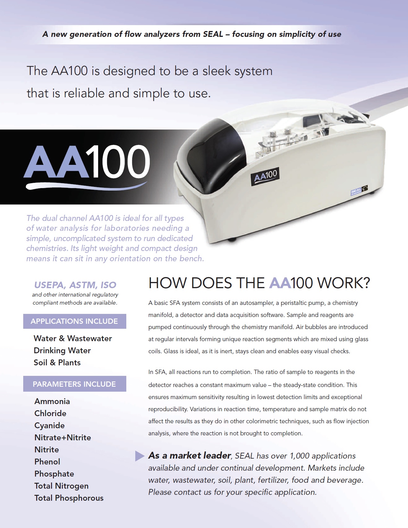 PRODUCT AutoAnalyzer AA100 บริษัท ไทยยูนีค จำกัด Thai Unique Co., Ltd